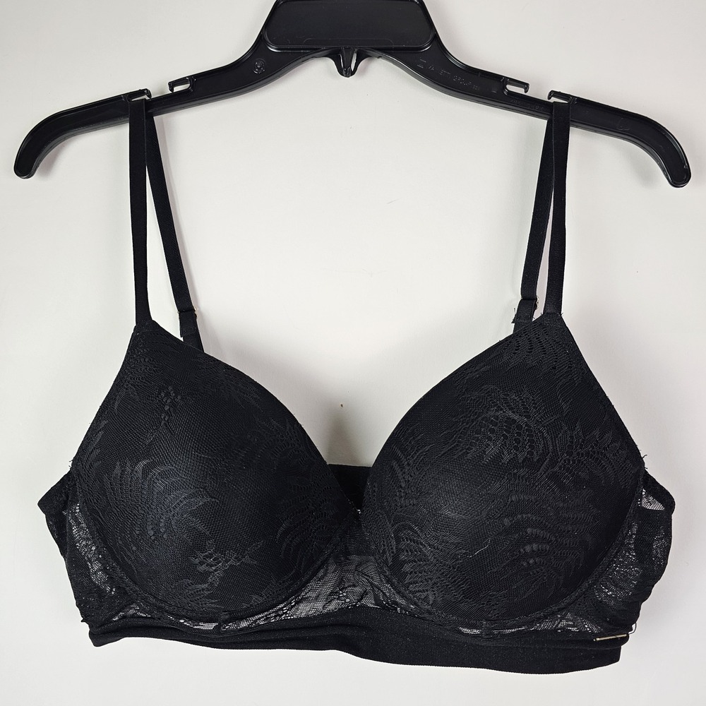 Vince Camuto Black Lace Overlay Bra Size 38C